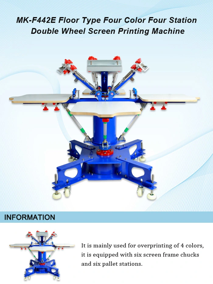 4 Color Manual Silkscreen Machinery Octopus Rotary Silk Screen Printing Machine